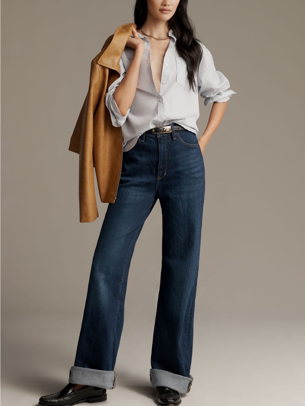 Pilcro Austyn High-rise Wide-Leg Women's Jeans in Dark Indigo